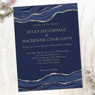 Carte Postale Marine Marbre bleu Agate Parties scintillant d'or