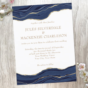 Carte Postale Marine Marbre bleu Agate Parties scintillant d'or