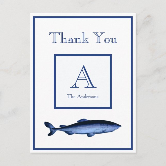 Carte Postale Marine Personnalisée Blue White Shark Coastal (Devant)