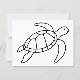 Carte Postale Marine Turtle Line Art - minimaliste animal marin