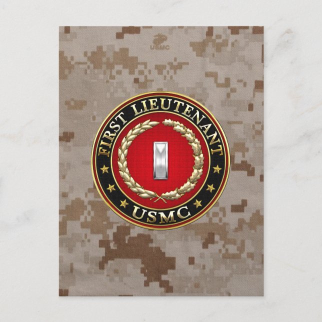Carte Postale Marines des États-Unis : Premier lieutenant (USMC  (Devant)