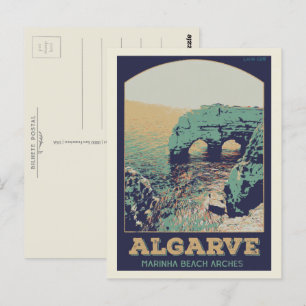 Carte Postale Marinha beach illustration Algarve Portugal