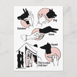 Carte Postale Marionnettes à l'ombre à la main, Belle bite, Humo
