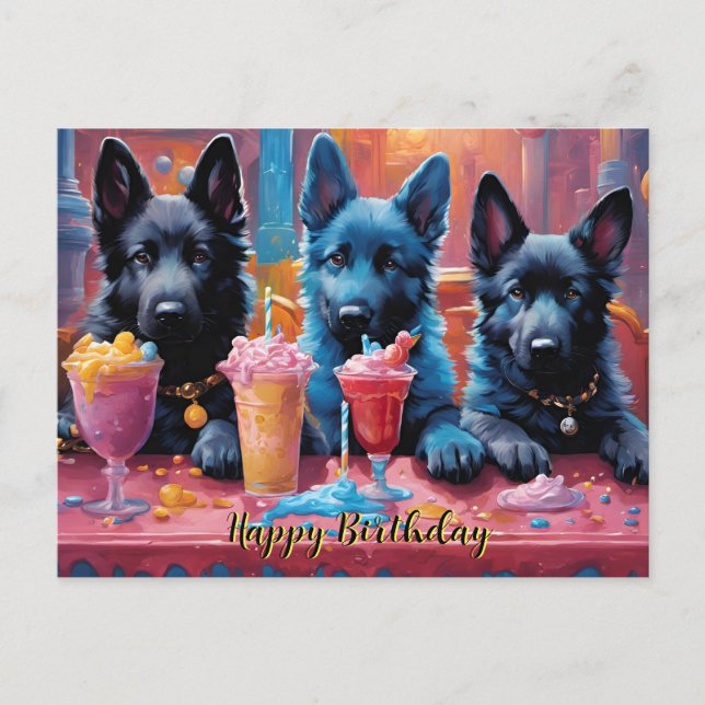 Carte Postale Marionnettes bergers allemandes N Milkshakes (Devant)