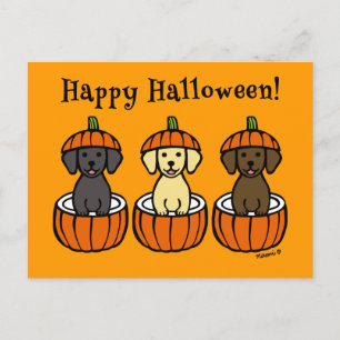 Carte Postale Marionnettes et Citrouilles du Labrador d'Hallowee