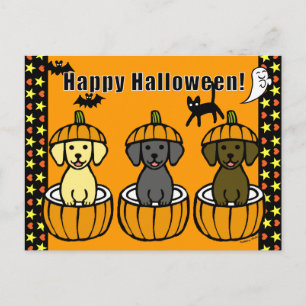 Carte Postale Marionnettes et Citrouilles du Labrador d'Hallowee