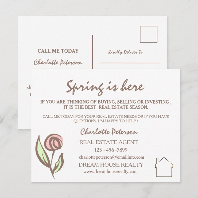 Carte Postale Marketing immobilier de printemps (Devant / Derrière)
