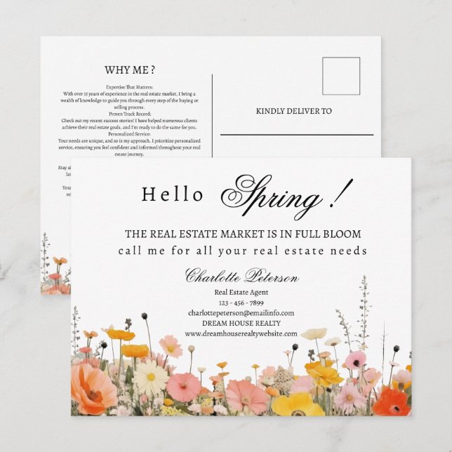 Carte Postale Marketing immobilier de printemps ou prospection (Devant / Derrière)