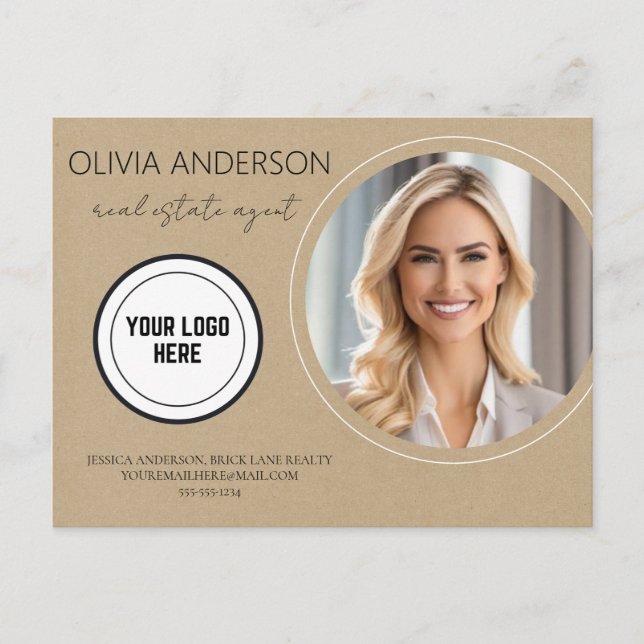 Carte Postale Marketing immobilier personnalisable papier Kraft (Devant)