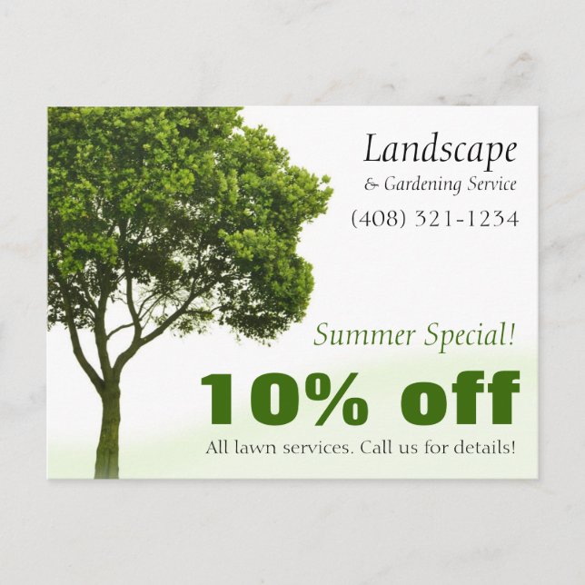 Carte postale marketing Paysage, Pelouse ou jardin (Devant)