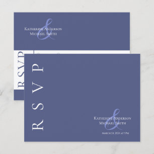 Carte Postale Marlin moderne bleu et blanc-RSVP-Mariage-