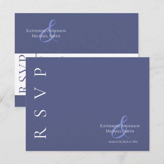 Carte Postale Marlin moderne bleu et blanc-RSVP-Mariage- (Devant / Derrière)
