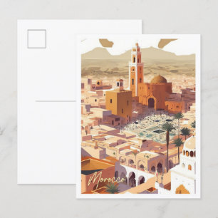 Carte Postale Maroc Afrique Art Vintage voyage Illustration