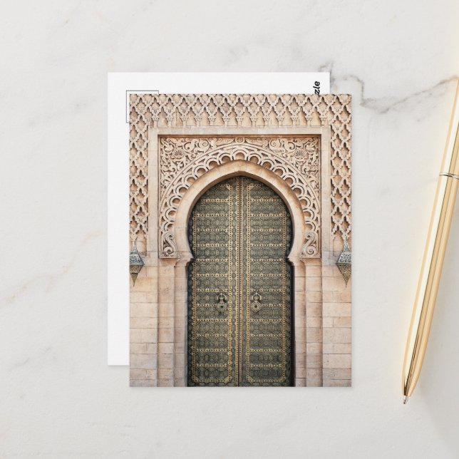 Carte Postale Maroc Hassan Tour Porte traditionnelle Rabat (Devant/Arrière en situation)