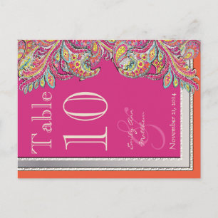 Carte Postale Marocain Tangerine & Fuchsia Mariage Numéro de tab