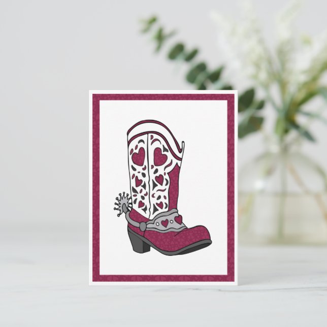 Carte Postale Maroon Heart Patterned Boot (Debout devant)