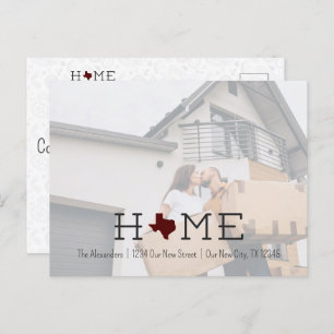 Carte Postale Maroon HOME Texas Moving Faire-part
