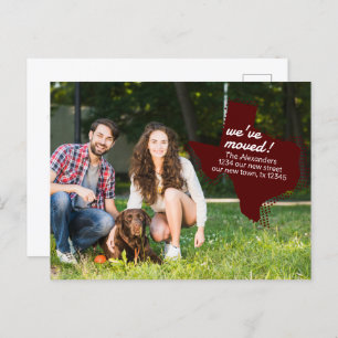 Carte Postale Maroon Nous Avons Déménagé - Dotted Texas Moving
