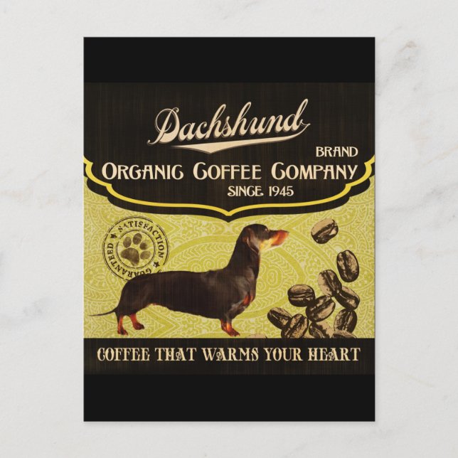 Carte Postale Marque Dachshund - Organic Coffee Company (Devant)