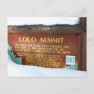 Carte Postale Marque historique du Sommet Lolo en Neige, Idaho