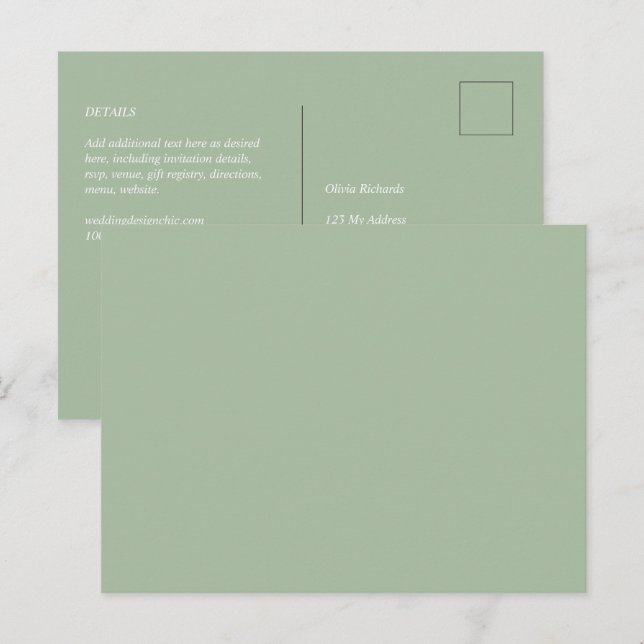 Carte Postale Marque personnalisée verte Sage (Devant / Derrière)