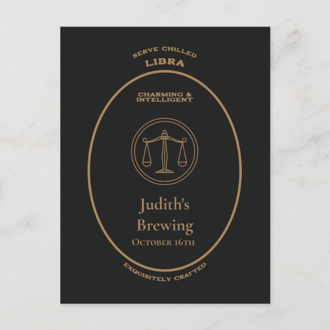 Carte Postale Marque, Signes Zodiac, Libra personnalisable (Devant)