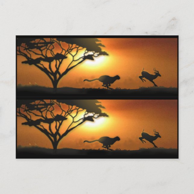 Carte Postale Marqueurs de livres Cheetah et Gazelle (Devant)