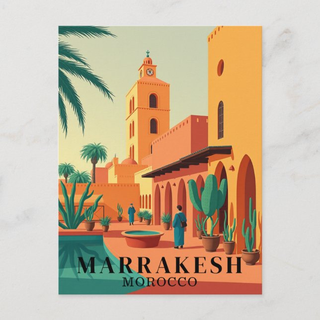 Carte Postale Marrakech Maroc Voyage Vintage  (Devant)