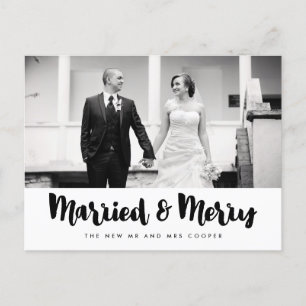 Carte Postale Married and Merry Christmas holiday photo