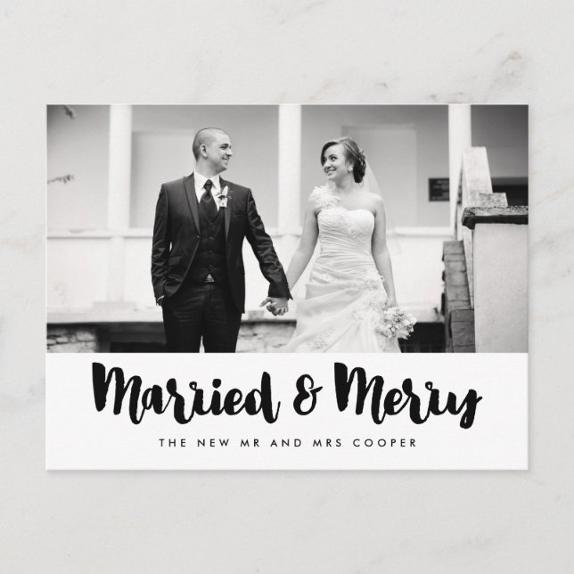 Carte Postale Married and Merry Christmas holiday photo (Devant)