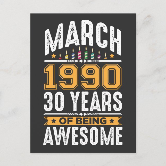 Carte Postale Mars 1990 30 ans 30e anniversaire fête (Devant)