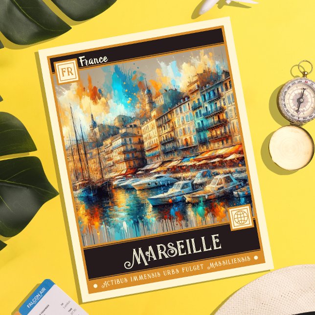 Carte Postale Marseille, France | Peinture Vintage (Créateur téléchargé)