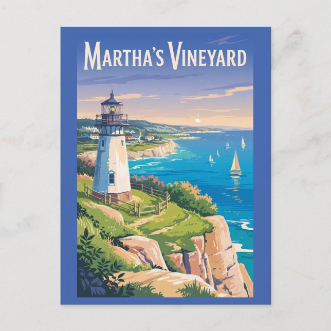 Carte Postale Martha’s Vineyard Massachusetts Lighthouse Travel (Devant)