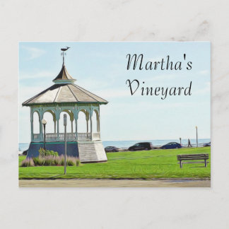 Carte Postale Martha's Vineyard Ocean Bench et Gazebo Postcard