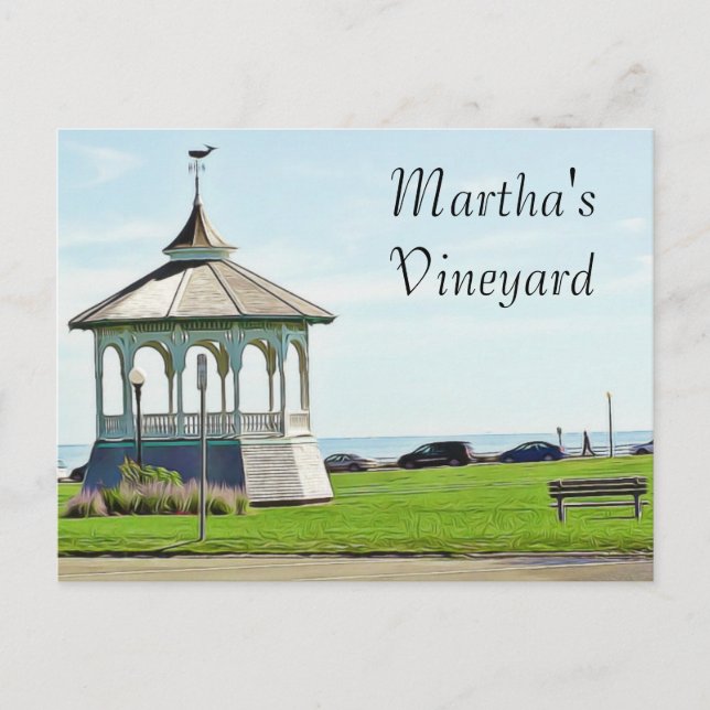Carte Postale Martha's Vineyard Ocean Bench et Gazebo Postcard (Devant)