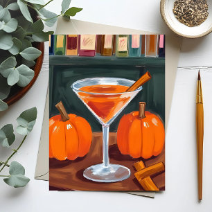 Carte Postale Martini à la Cannelle et Citrouille Aquarelle d'Au