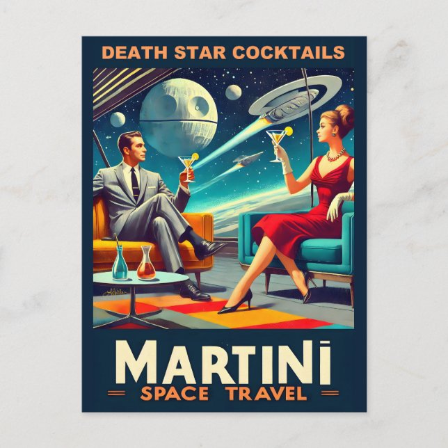 Carte Postale Martini Space Affiches de voyage Death Star Cockta (Devant)