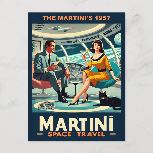 Carte Postale Martini Space Travel Affiches Le Martini 1957 (Devant)