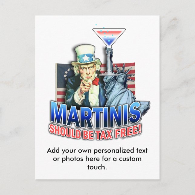 Carte postale - Martinis doit être libre d'impôt (Devant)