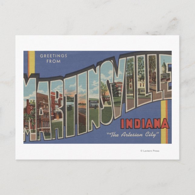 Carte Postale Martinsville, Indiana - Scènes de grandes lettres (Devant)