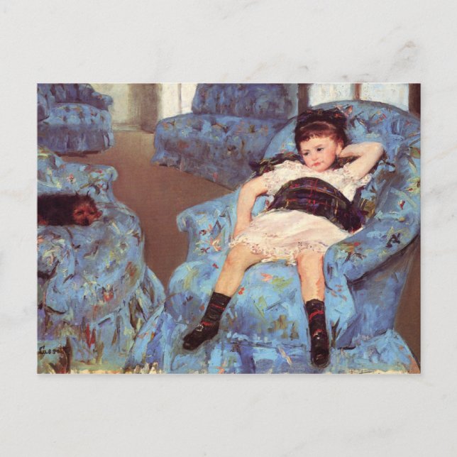Carte Postale Mary Cassatt Girl in Blue Fauteuil Art (Devant)