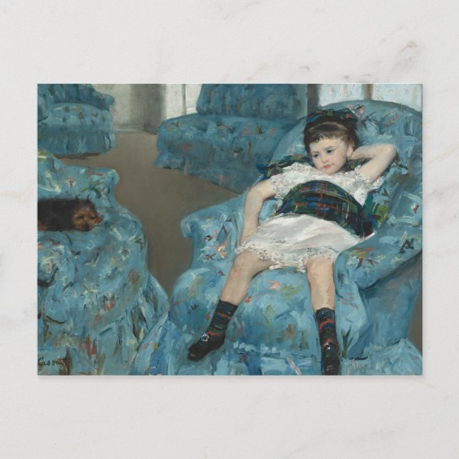 Carte Postale Mary Cassatt - Petite fille dans un fauteuil bleu (Devant)