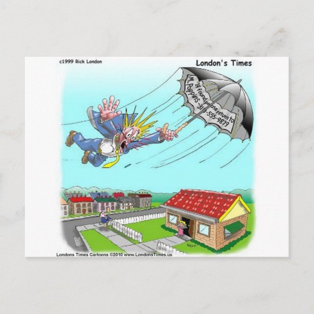 Carte Postale Mary Poppins Umbrella Funny Cadeaux Tee - shirt Et (Devant)