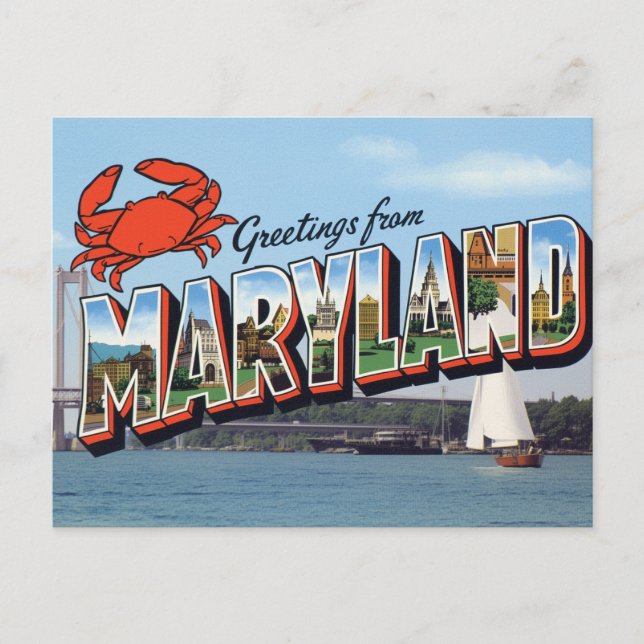 Carte Postale Maryland Crab Bridge Coastal (Devant)