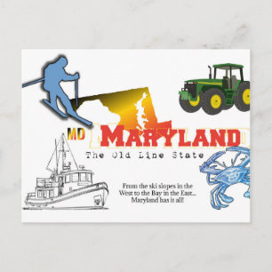Carte Postale Maryland - l'État de la vieille ligne