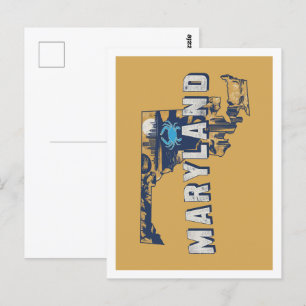 Carte Postale Maryland Retro Voyage Design Icone États-Unis