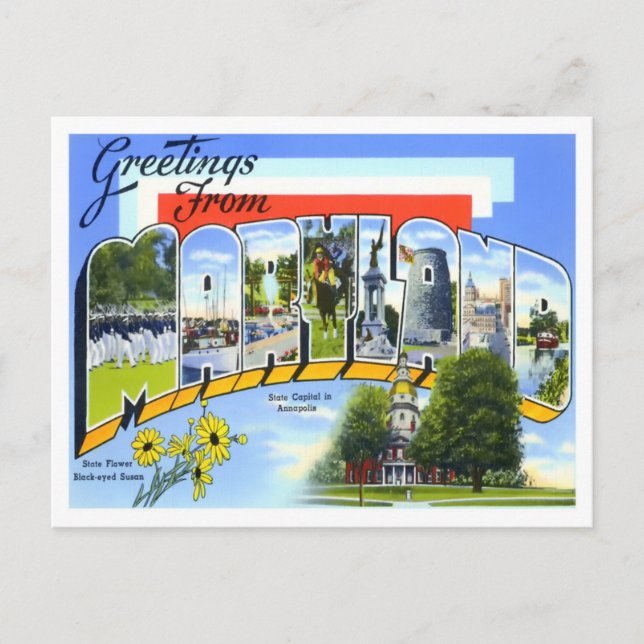 Carte postale Maryland Vintage Big Letters (Devant)