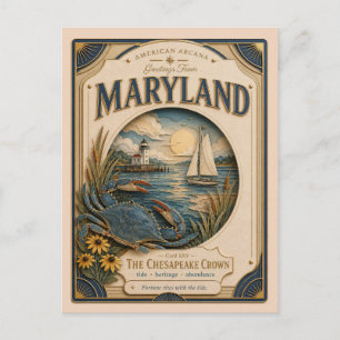 Carte Postale Maryland Vintage Paper Cut American Arcana
