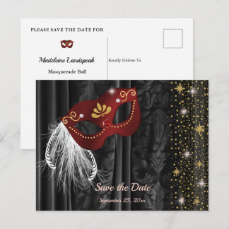 Carte Postale Mascarade Rouge Rubis Épargne la Date