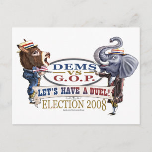 Carte Postale Mascot Political Duel Election 2008